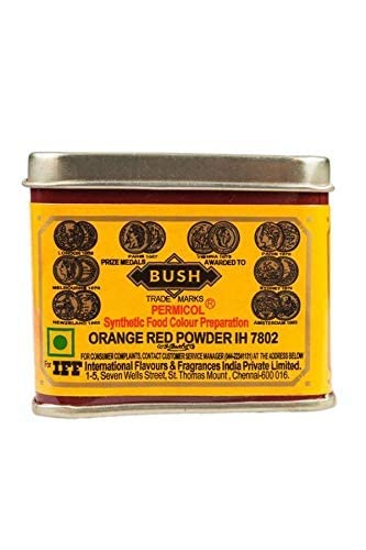 BUSH Synthetic Orange Red Food Colour Powder ( IH7802 , 100gms Tin)