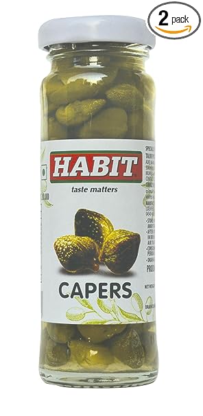 Habit Capers Capotes in Brine | Premium Quality | Briny and Tangy | Culinary Delicacy|100 gm |Pack of 2