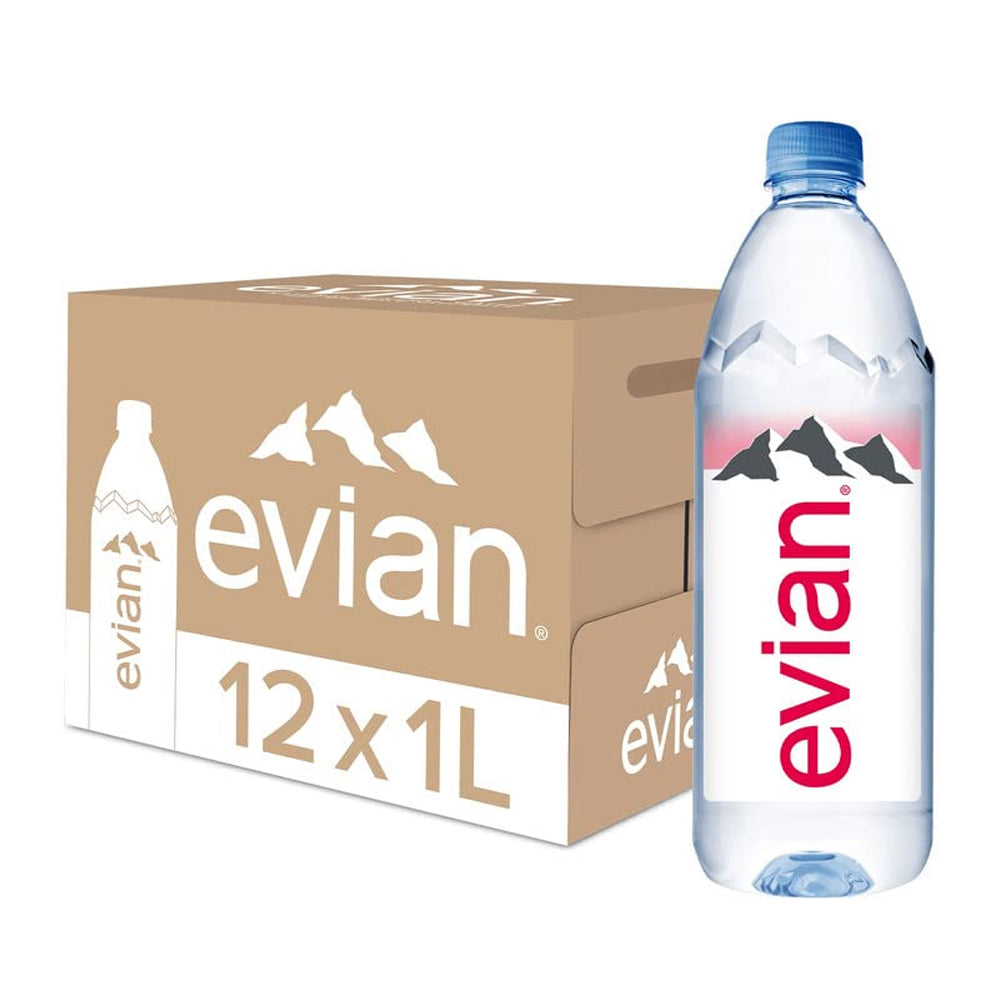 Evian Natural Mineral Water 1ltr (Pack of 12)