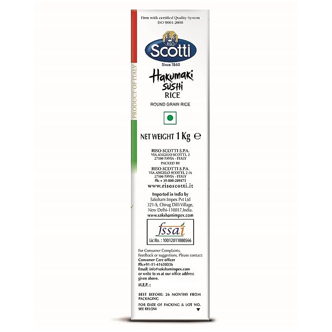 Riso Scotti Hakumaki Short Grain Sushi Rice, Product of Italy, Vacuum ...